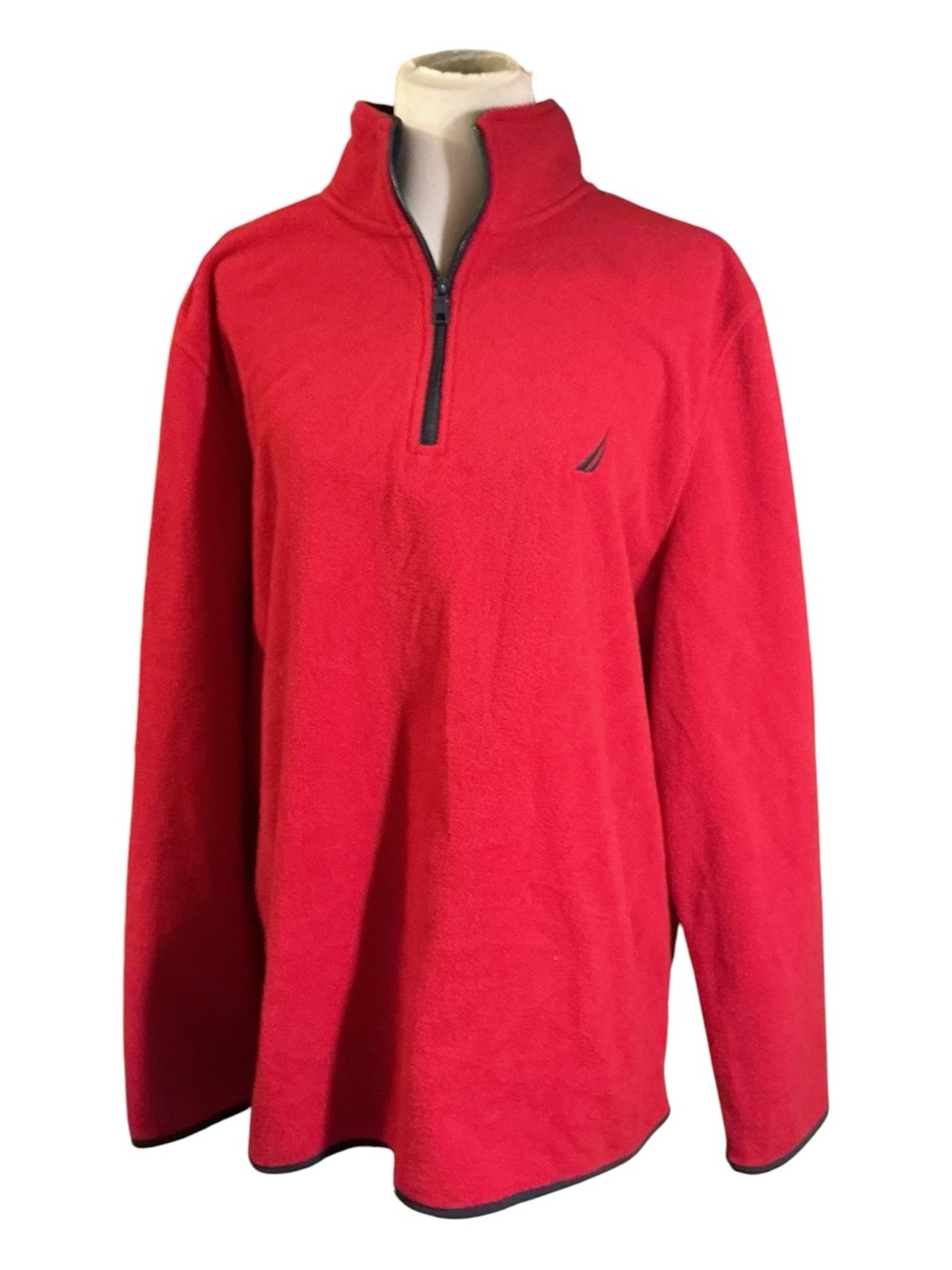 Nautica Red Quarter-Zip Fleece Pullover